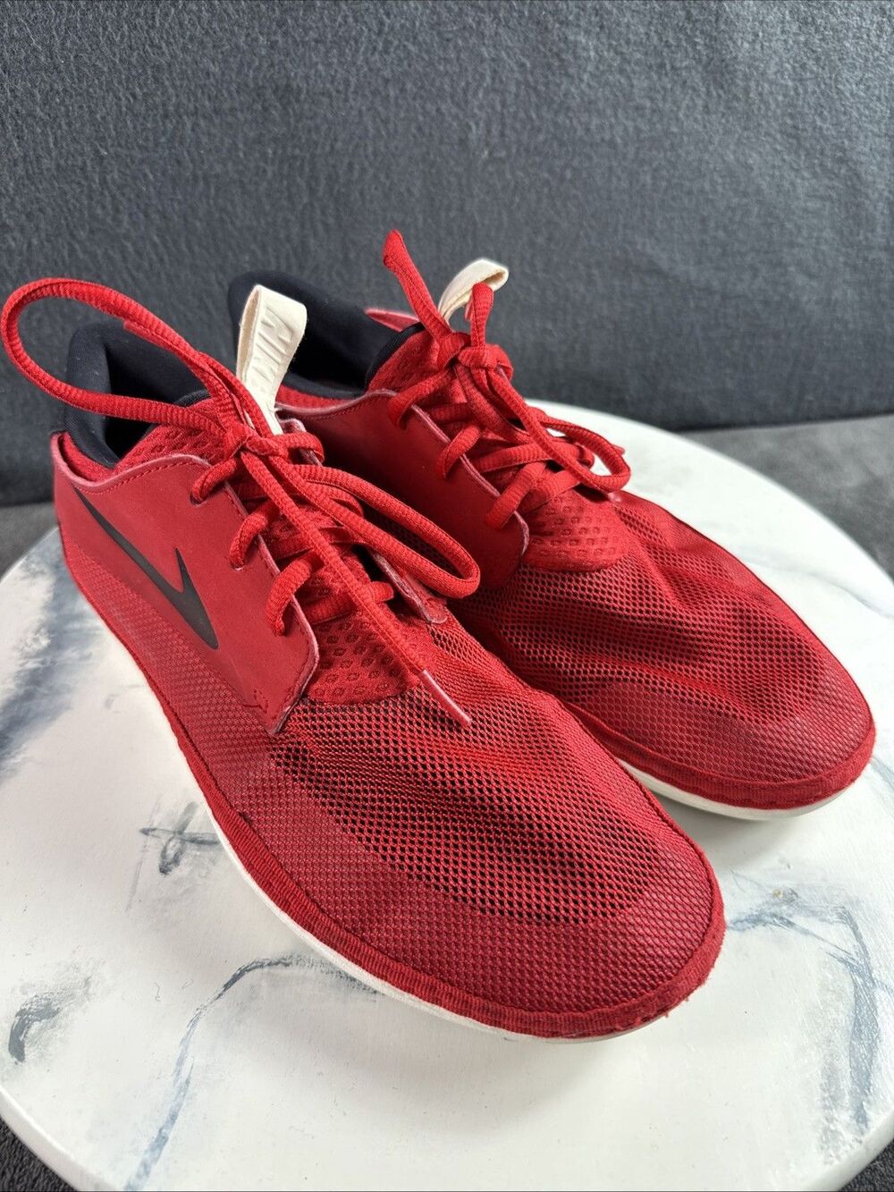 Nike Solarsoft Moccasin Mens 10 Red Blk White Running Athletic Training Sneakers